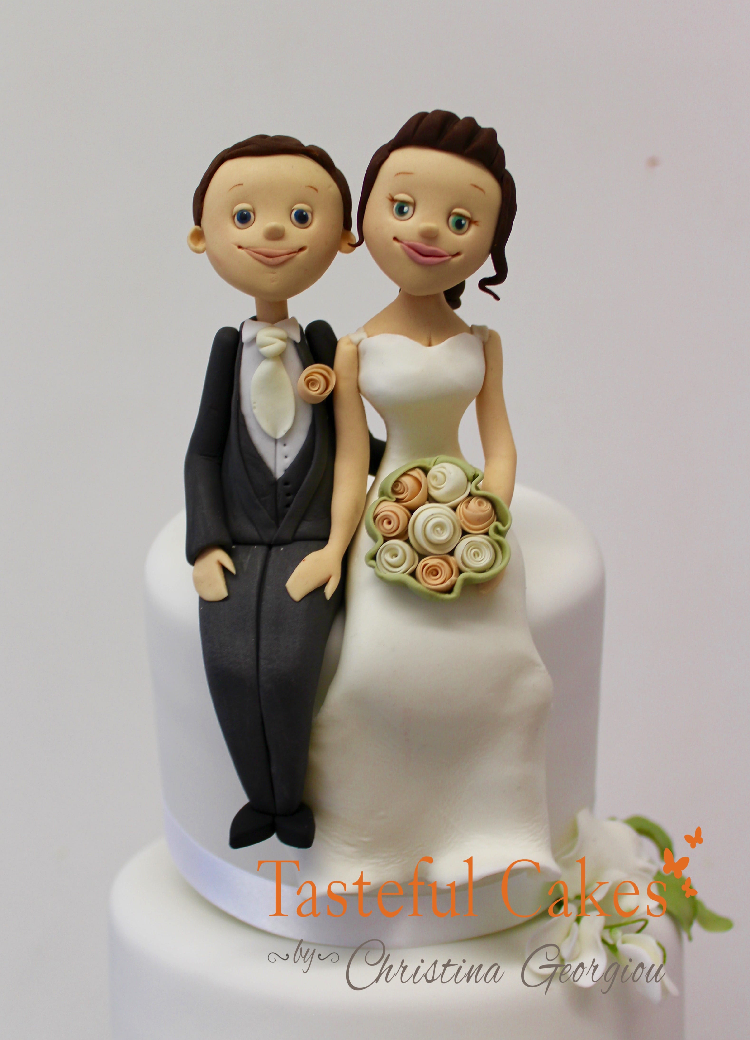 Happy Bride and Groom – Wedding Cake Topper - Tasteful Cakes By Christina Georgiou