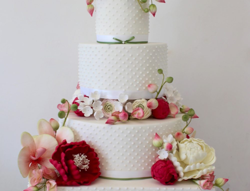 Cascading Pastel Flower - Wedding Cake - Tasteful Cakes By Christina ...