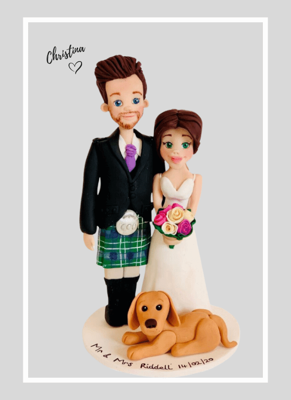 custom wedding cake topper figurine and pet dog