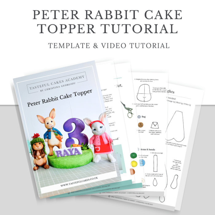 downloadable pdf template and step by step guide to make a fondant bunny cake topper for cakes