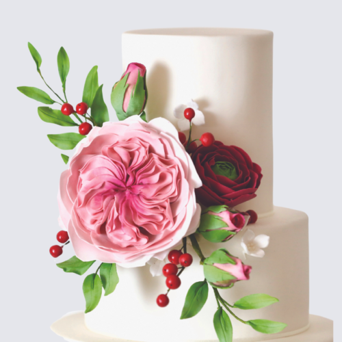 learn how to make sugar flower spray, david austin, ranunculous roses and foliage with gum paste
